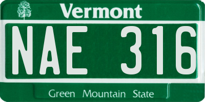 VT license plate NAE316