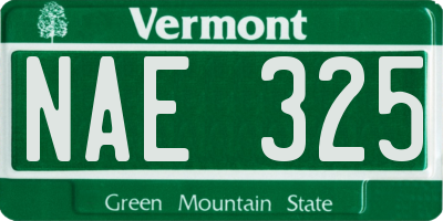 VT license plate NAE325
