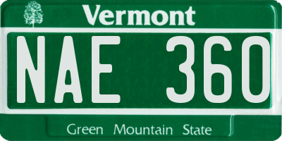 VT license plate NAE360
