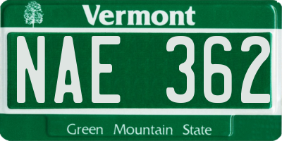 VT license plate NAE362