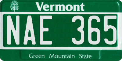 VT license plate NAE365