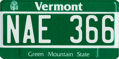 VT license plate NAE366