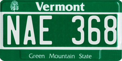 VT license plate NAE368