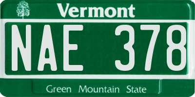 VT license plate NAE378