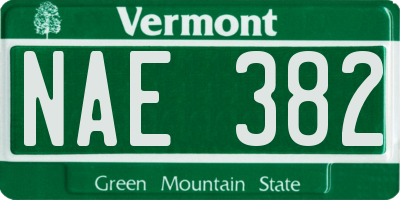VT license plate NAE382