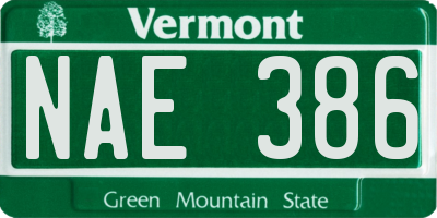 VT license plate NAE386