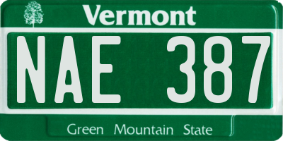 VT license plate NAE387
