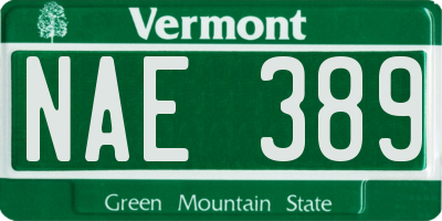 VT license plate NAE389