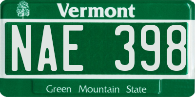 VT license plate NAE398