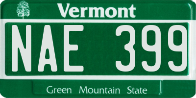 VT license plate NAE399
