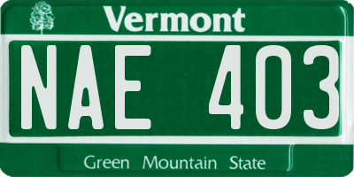 VT license plate NAE403