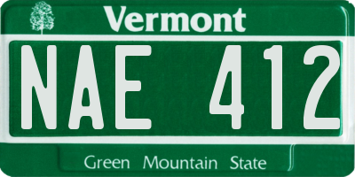 VT license plate NAE412