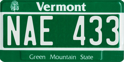 VT license plate NAE433