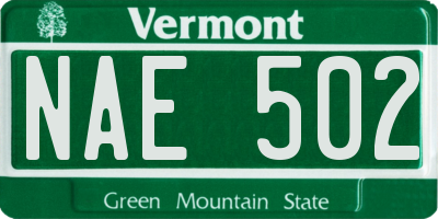 VT license plate NAE502