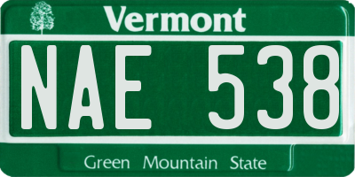 VT license plate NAE538