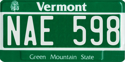 VT license plate NAE598