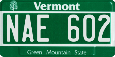 VT license plate NAE602