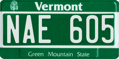 VT license plate NAE605