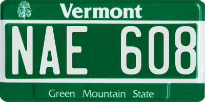 VT license plate NAE608