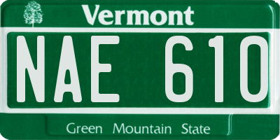 VT license plate NAE610