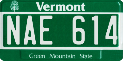 VT license plate NAE614