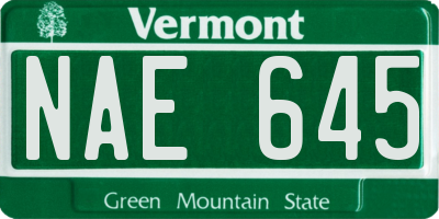VT license plate NAE645