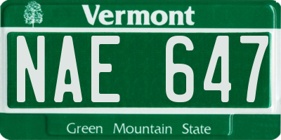 VT license plate NAE647