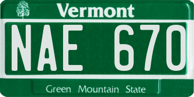 VT license plate NAE670