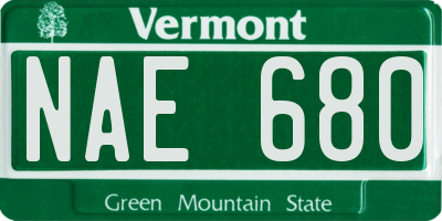 VT license plate NAE680