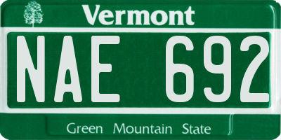 VT license plate NAE692