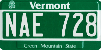 VT license plate NAE728