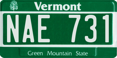 VT license plate NAE731