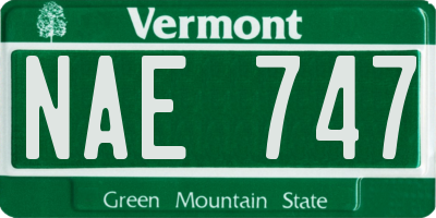VT license plate NAE747