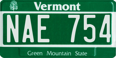 VT license plate NAE754