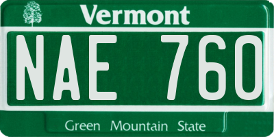 VT license plate NAE760