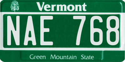 VT license plate NAE768