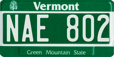 VT license plate NAE802