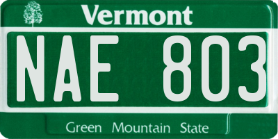 VT license plate NAE803
