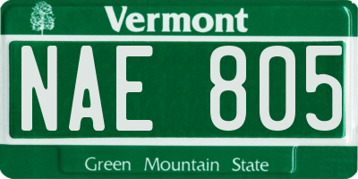 VT license plate NAE805