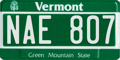 VT license plate NAE807