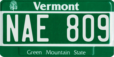 VT license plate NAE809