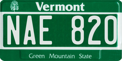 VT license plate NAE820