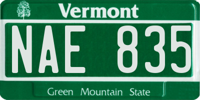 VT license plate NAE835