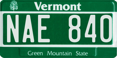 VT license plate NAE840
