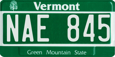 VT license plate NAE845
