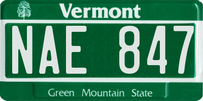 VT license plate NAE847