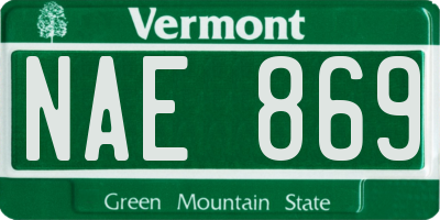 VT license plate NAE869