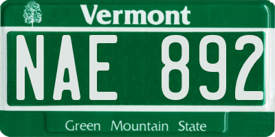 VT license plate NAE892
