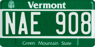 VT license plate NAE908