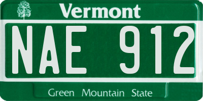 VT license plate NAE912